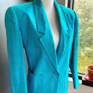 Vintage Potomac Linen Blazer in Aqua Blue